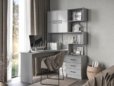 Стол компьютерный Брауни правый (Шиншилла серая)