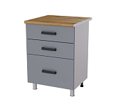 Шкаф нижний с 3 ящиками 6РГ3 кухня Осло без столешницы (Белый/Карбон светлый) 