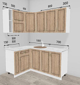 Кухня угловая Юлия 1,25*1,70 МДФ (Дуб сономаСтолешница Гранит белый)