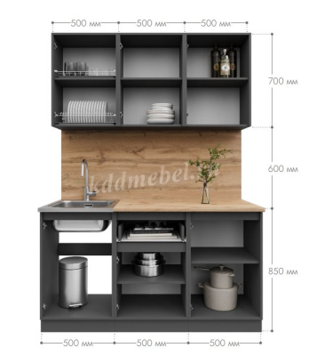 Кухня Лето 1,5 (Графит)