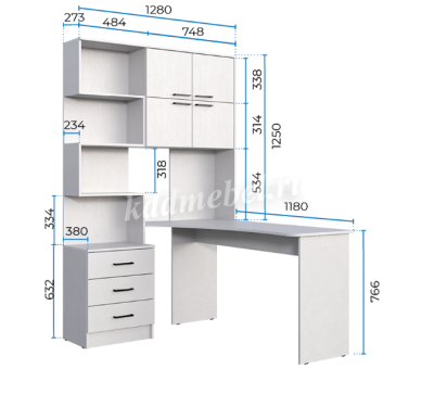 Стол компьютерный Брауни левый (Шиншилла серая)