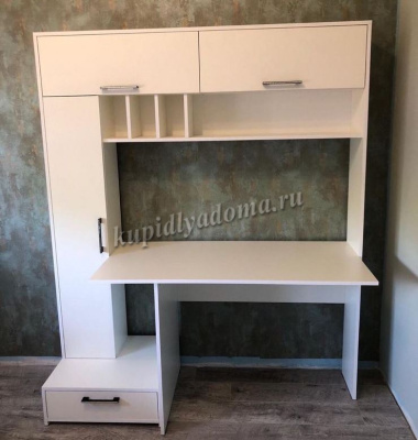 Стол письменный с надстройкой Крафт (Белый)