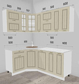 Кухня угловая Мария 1,357*1,957 МДФ (Крем/Столешница Антарес)