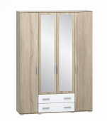 Шкаф 4дв. для одежды и белья Сопрано (Дуб сонома/Белый)