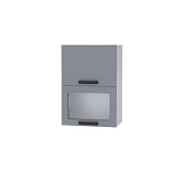 Шкаф верхний горизонтальный со стеклом 5ВГК кухня Кампео (Белый/Мята-софт)