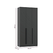 Шкаф для одежды 3-х дв. Брандо 67.08 (h 2480) (Диамант серый/Графит МДФ)