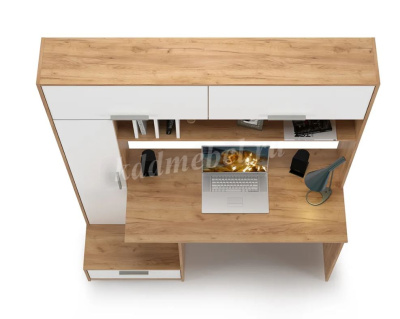 Стол письменный с надстройкой Крафт (Дуб сонома/Белый)