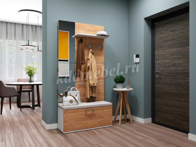 Тумба с мягким сиденьем Энтер 2 (Дуб золотой/Белый)