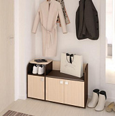 Тумба для обуви с мягким сиденьем Ивушка-5 (Бодега темный/Бодега светлый/Саламандер-рыжий)