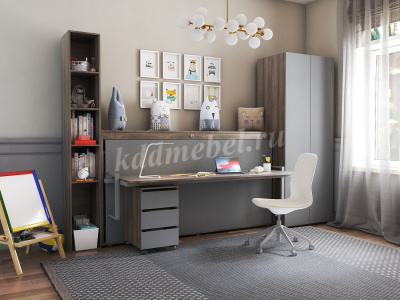 Тумба подкатная (Ясень анкор темный/Темно-серый)