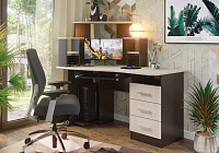 Стол компьютерный №1 (Ясень шимо темный/Ясень шимо светлый)