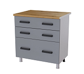 Шкаф нижний с 3 ящиками 8РГ3 кухня Осло без столешницы (Белый/Карбон светлый)