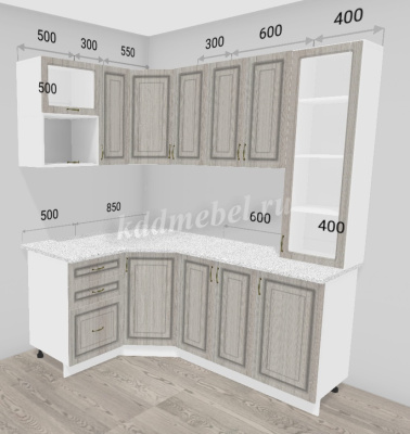 Кухня угловая Юлия 1,35*1,85 МДФ (Белый сандал) N