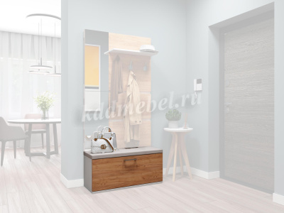 Тумба с мягким сиденьем Энтер 2 (Дуб золотой/Белый)