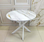 Стол обеденный Арчи-3 0.9 (Мрамор 691/Опоры белые)