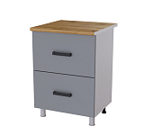 Шкаф нижний с 2 ящиками 6РГ кухня Осло без столешницы (Белый/Карбон светлый ) 