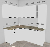 Кухня угловая Пасадена 1,35*2,00 ЛДСП Белый (Белый бриллиант/Столешница Кантри) 