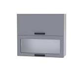 Шкаф верхний горизонтальный со стеклом 8ВГК кухня Кампео (Белый/Мята-софт)