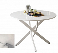 Стол обеденный Арчи-3 0.9 (Белый мрамор 3027/Опоры белые)